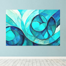 Målad abstrakt konst i blå nyanser canvastryck