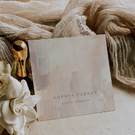 Målad Abstrakt | Minimalistisk Neutralt för Elegan Fyrkantigt Visitkort