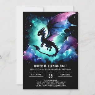 Målad Adsible Dragon Birthday Inbjudningar