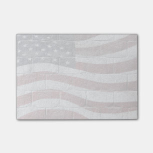 Målad amerikansk Flagga på Brick Wall Struktur Post-it Block