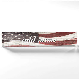 Målad amerikansk Flagga på Rustic Wood Struktur