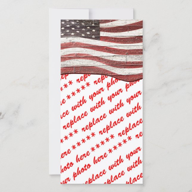 Målad amerikansk Flagga på Rustic Wood Struktur (Framsida)