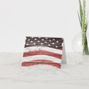 Målad amerikansk Flagga på Rustic Wood Struktur Kort