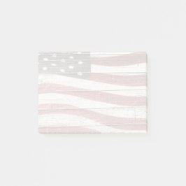 Målad amerikansk Flagga på Rustic Wood Struktur Post-it Block