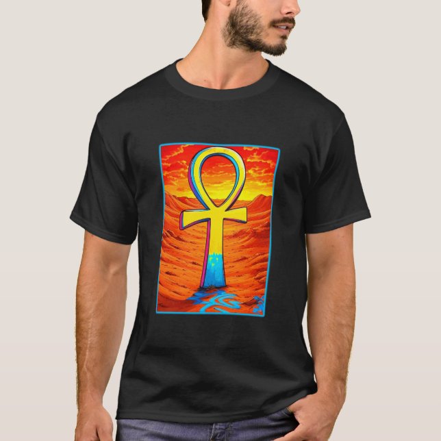 Målad Ankh egyptisk symbol T Shirt (Framsida)