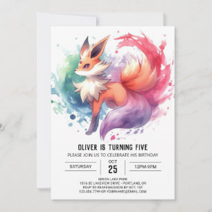 Målad Anpassningsbar Fox Birthday Inbjudningar