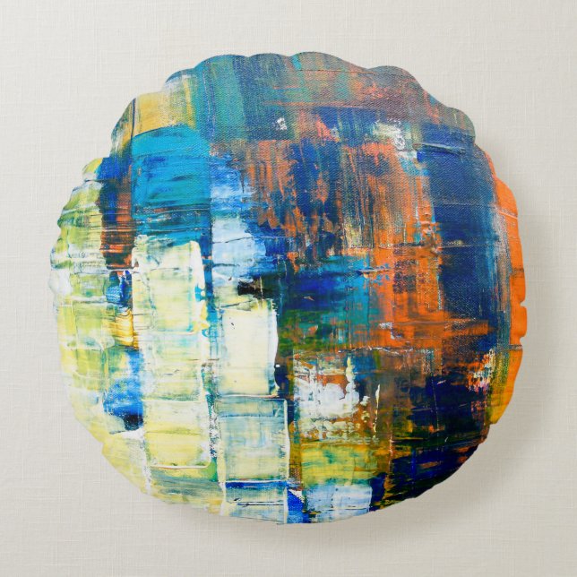 Målad arbetsyta struktur. Röd och blå skuggning på Rund Kudde (Framsidan)