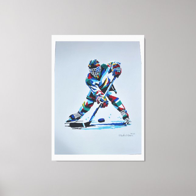 Målad av Mark Elsen Hockeyspelare Canvastryck (Framsida)