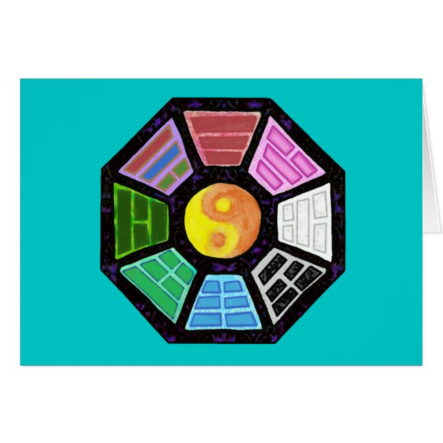 Målad ba-Gua Hälsningskort (Framsidan Horizontal)