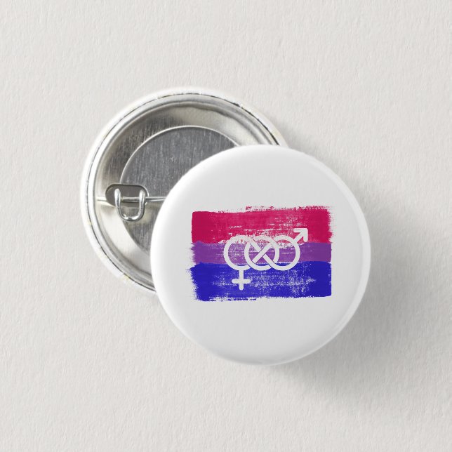 MÅLAD BISEXUELL SYMBOL PRIDEGFLAGGA KNAPP (Framsida & baksida)