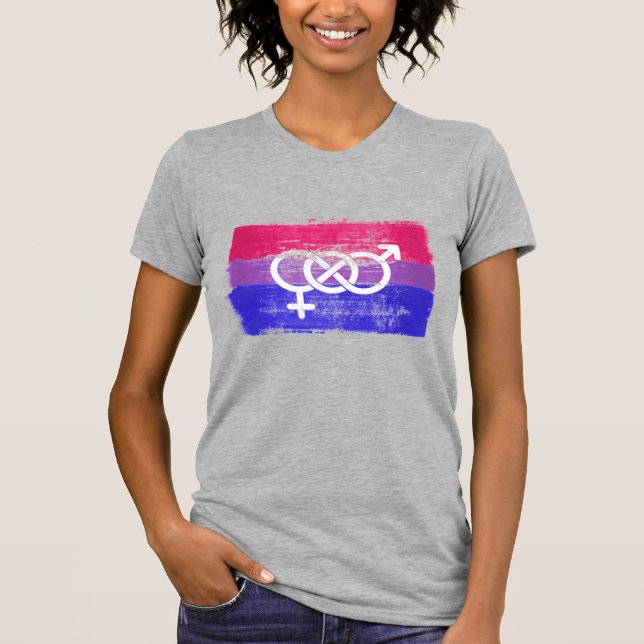 MÅLAD BISEXUELL SYMBOL PRIDEGFLAGGA T SHIRT (Framsida)