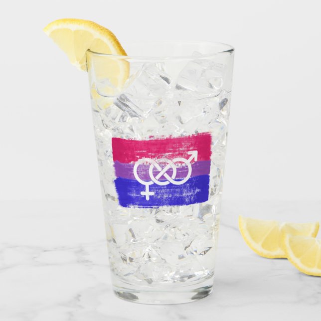 MÅLAD BISEXUELL SYMBOL PRIDFLAGGA GLASKOPP (Framsida Ice)