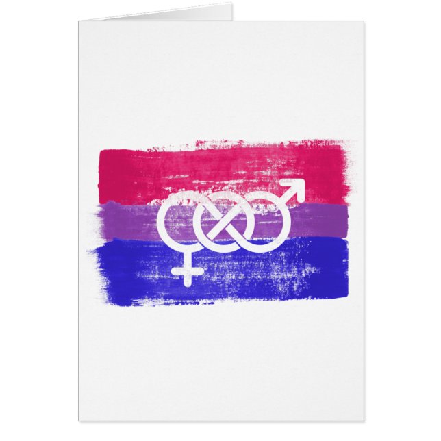 MÅLAD BISEXUELL SYMBOL PRIDFLAGGA HÄLSNINGSKORT (Framsidan)