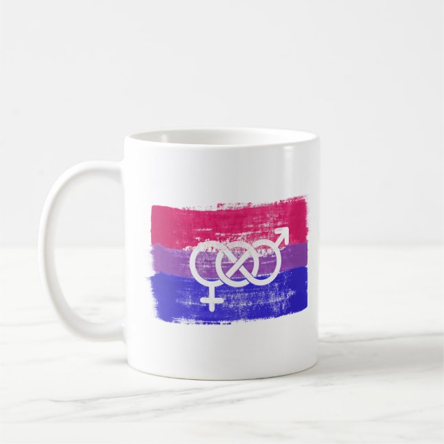 MÅLAD BISEXUELL SYMBOL PRIDFLAGGA KAFFEMUGG (Vänster)