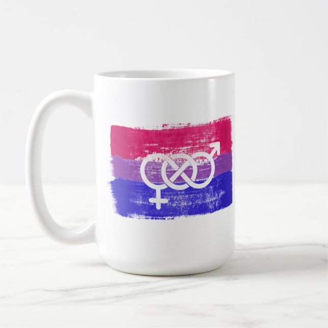 MÅLAD BISEXUELL SYMBOL PRIDFLAGGA KAFFEMUGG (Vänster)