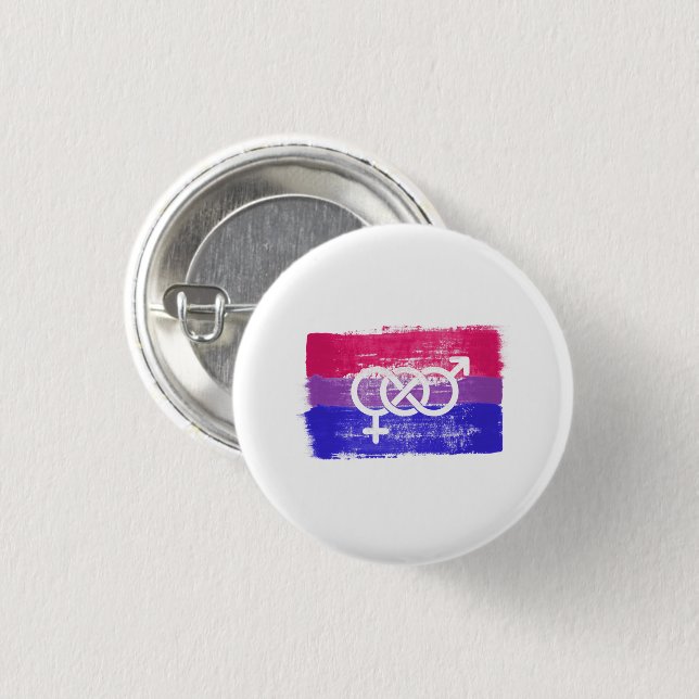 MÅLAD BISEXUELL SYMBOL PRIDFLAGGA KNAPP (Framsida & baksida)
