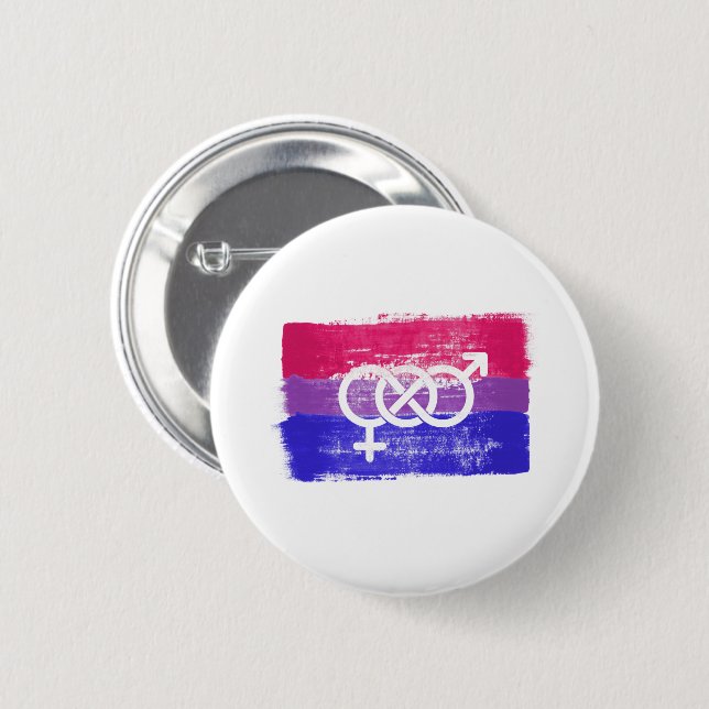 MÅLAD BISEXUELL SYMBOL PRIDFLAGGA KNAPP (Framsida & baksida)