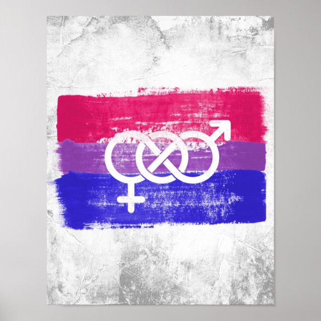 MÅLAD BISEXUELL SYMBOL PRIDFLAGGA POSTER (Framsidan)