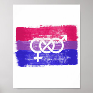 MÅLAD BISEXUELL SYMBOL PRIDFLAGGA POSTER