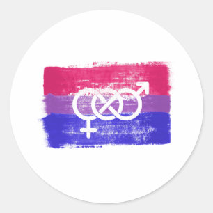 MÅLAD BISEXUELL SYMBOL PRIDFLAGGA RUNT KLISTERMÄRKE
