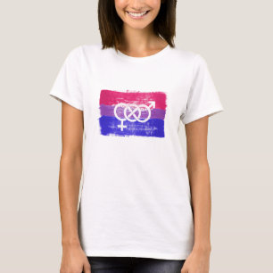MÅLAD BISEXUELL SYMBOL PRIDFLAGGA T SHIRT