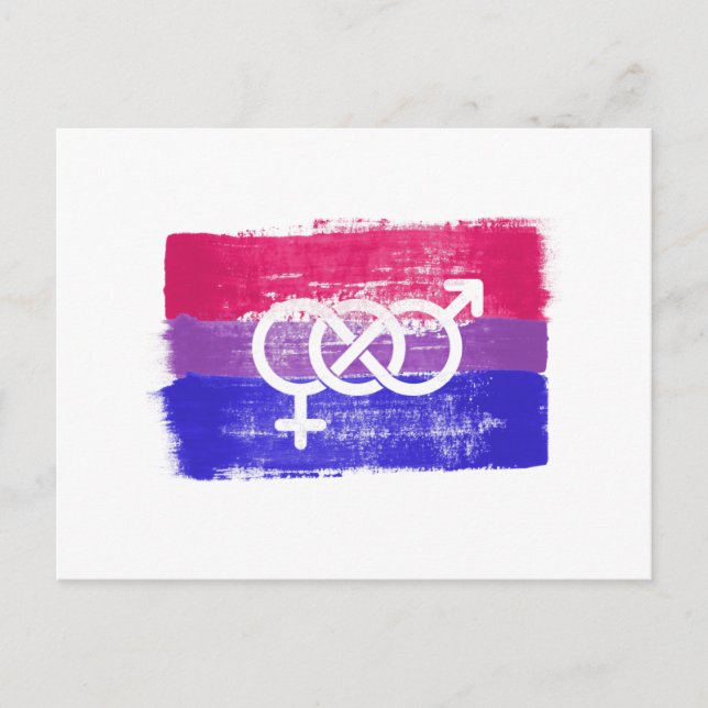 MÅLAD BISEXUELL SYMBOL PRIDFLAGGA VYKORT (Framsida)