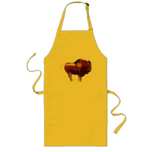 målad bison apron långt förkläde