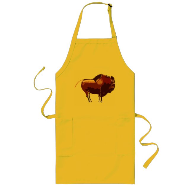 målad bison apron långt förkläde (Framsidan)