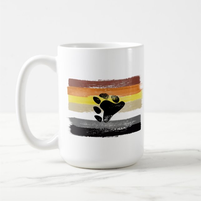 MÅLAD BJÖRN STOLTHETSFLAGGA OCH SYMBOL KAFFEMUGG (Vänster)