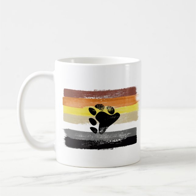 MÅLAD BJÖRN STOLTHETSFLAGGA OCH SYMBOL KAFFEMUGG (Vänster)