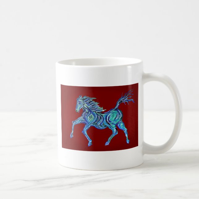 Målad blå häst kaffemugg (Höger)