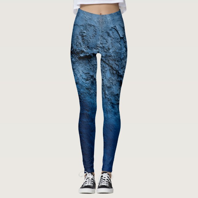 Målad blå vägg leggings (Framsida)