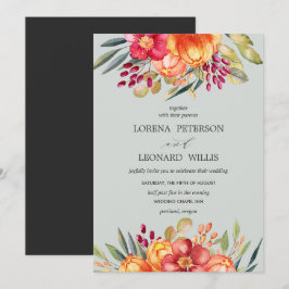 Målad Blomma Modern ELEGANT Rustik Grå Vertikal Inbjudningar