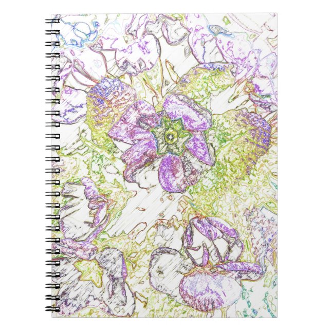 målad blomma mönster anteckningsbok med spiral (Framsidan)