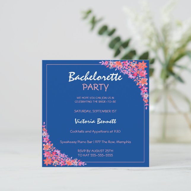 Målad Blommigt Bachelorette Party-inbjudan Inbjudningar (Stående Fram)