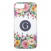 Målad Blommigt Monogram iPhone 7 Fodral