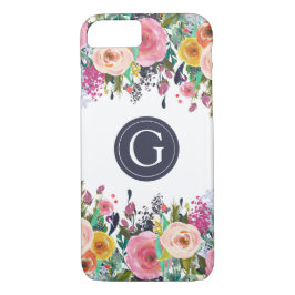 Målad Blommigt Monogram iPhone 7 Fodral