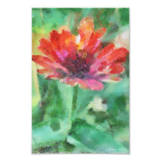 Målad blommigt på grönt fotografiskt tryck