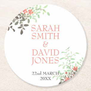 Målad Blommigt Underlägg Papper Rund