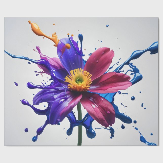 Målad Blomning Presentpapper (Platt)