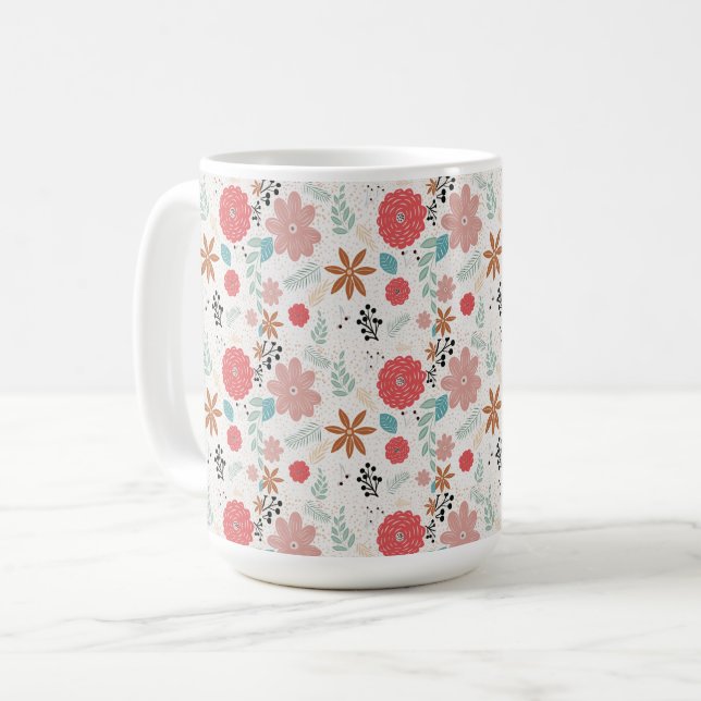 Målad blomster kaffemugg (Framsida vänster)