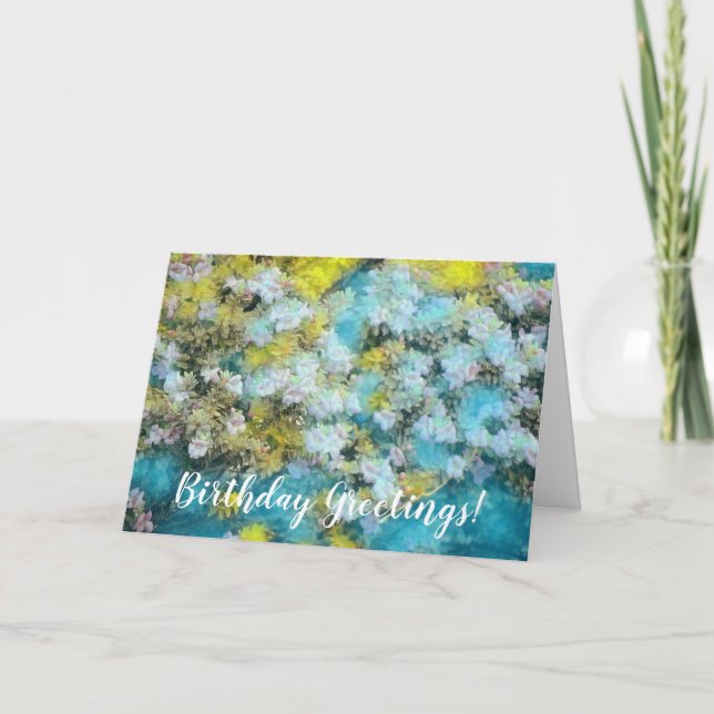 Målad Blomsterträdgård i blått födelsedagskort Kort (Framsida)