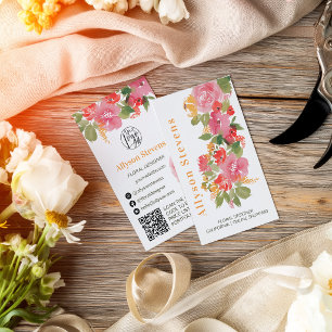 Målad boho blomster vattenfärg blomsterbutik logot visitkort