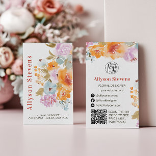 Målad boho blomster vattenfärg blomsterhandlare lo visitkort