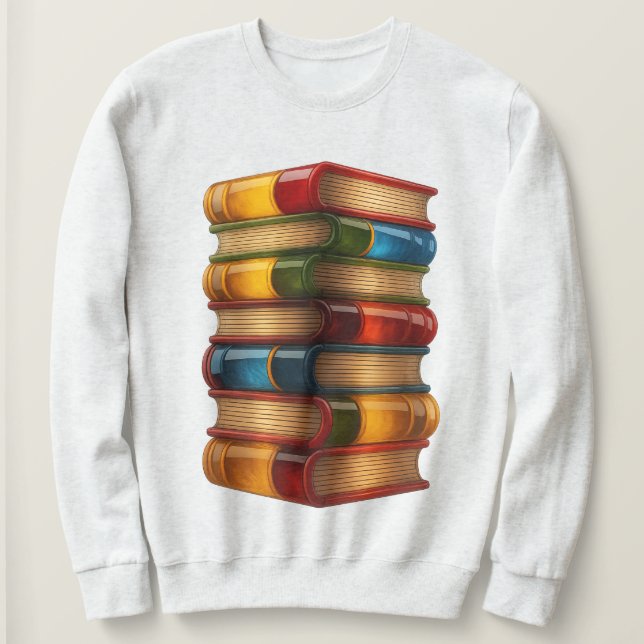 Målad bok - 3D-stapel med färgglada resinromaner T Shirt (Design framsida)