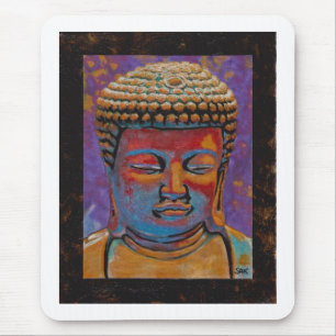 Målad buddha, framad musmatta