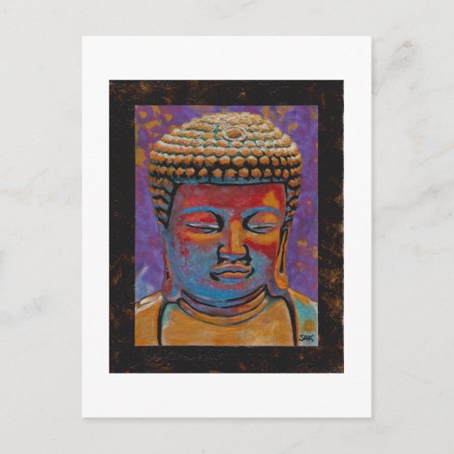 Målad buddha, framad vykort (Framsida)