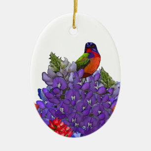 Målad Bunting på Bluebonnets Julgransprydnad Keramik