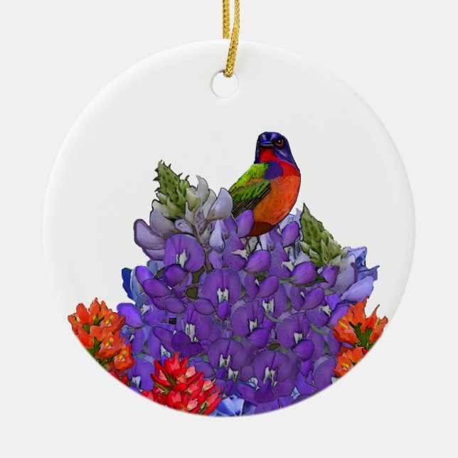Målad Bunting på Bluebonnets Julgransprydnad Keramik (Framsidan)