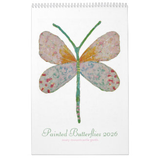 Målad Butterflies 2025 lodrät Calendar Kalender